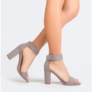 Light Grey Chunk Strap Heels